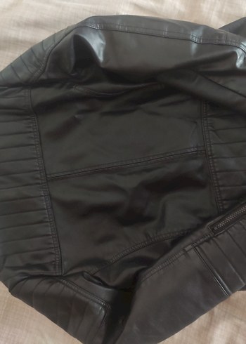 11-12 Yaş Beden Siyah Deri Biker Ceket Tokalı