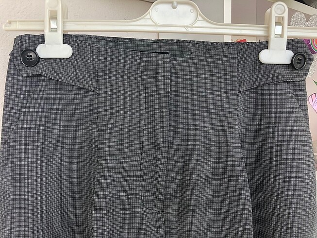 s Beden Trendyolmilla indigo ekose desenli gri kumaş pantolon