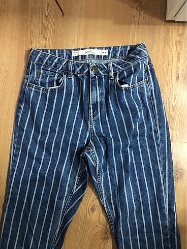 Çizgili vintage aesthetic mom jean