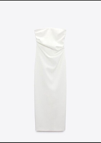 m Beden beyaz Renk Zara Yırtmaçlı Straplez Elbise
