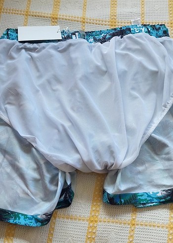 Mavi Palmiye Desenli Erkek Plaj Şortu - Görsel 8