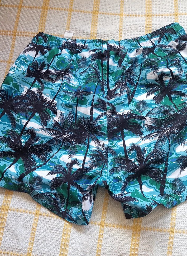 Mavi Palmiye Desenli Erkek Plaj Şortu - Görsel 2