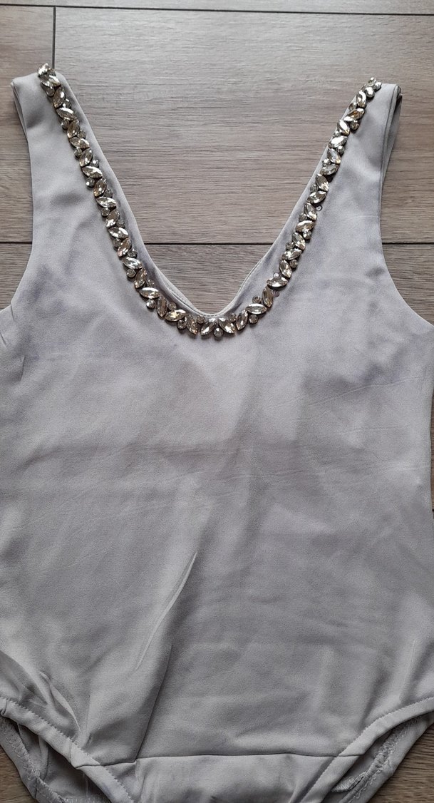Gri Taşlı V Yaka Kadın Mayo bluz - Görsel 5