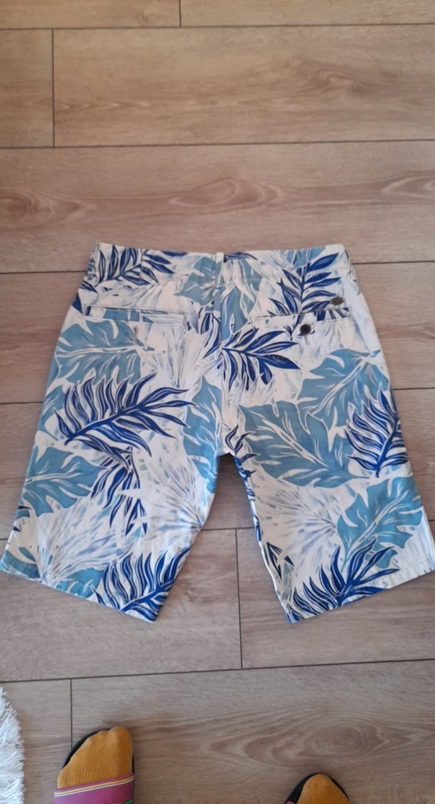 Düğmeli Mavi mavi Desenli Erkek Şort - Görsel 5