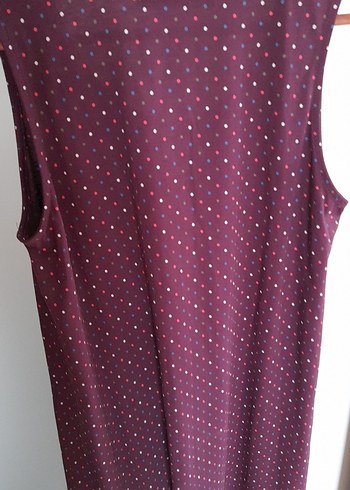 Bordo Uzun Kollarsız Fırfırlı Örme Elbise - Görsel 4