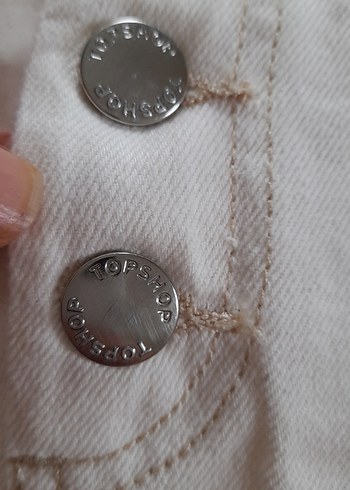 Düğmeli Beyaz Denim Mini Etek - Görsel 2