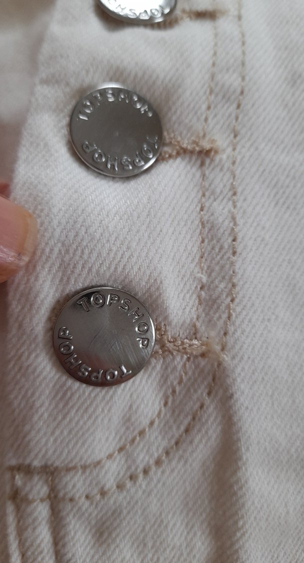 Düğmeli Beyaz Denim Mini Etek - Görsel 2