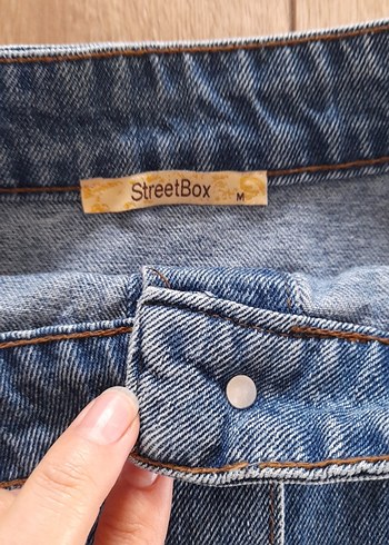 Düğmeli Mavi Kot Mini Etek - Görsel 2