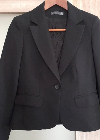 Kadın Siyah Düğmeli Ofis Blazer Ceket - Görsel 2