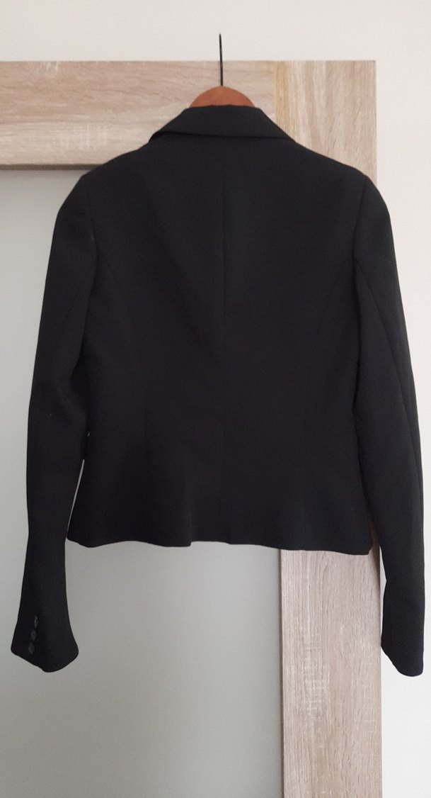 Kadın Siyah Düğmeli Ofis Blazer Ceket - Görsel 3