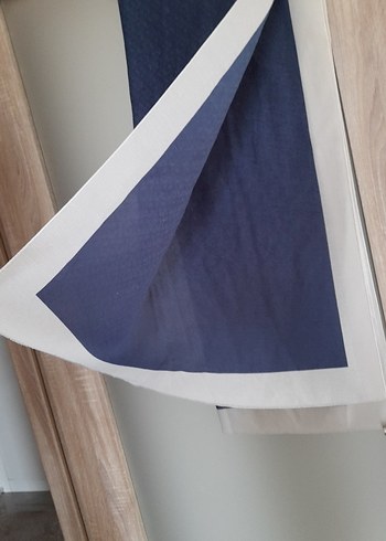 lacivert krem Kadın Drapeli Şal - Görsel 3