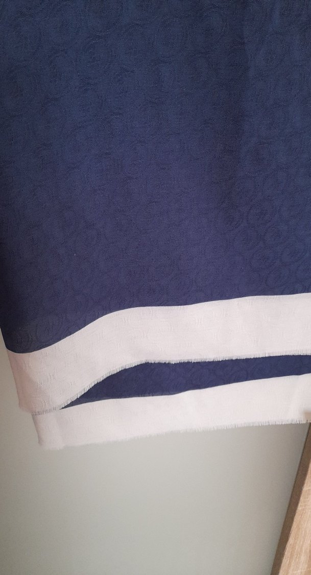 lacivert krem Kadın Drapeli Şal - Görsel 2