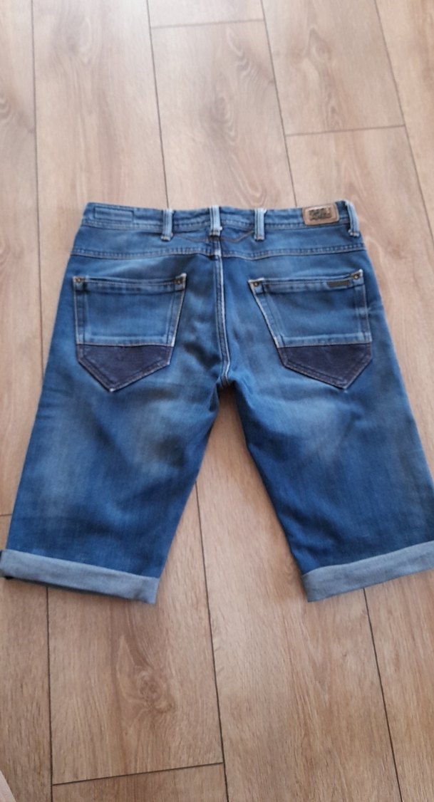 Erkek Mavi Kot Şort Bel Detaylı - Görsel 3