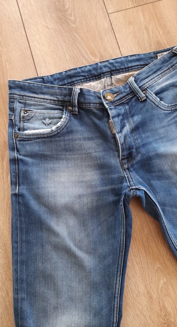 Erkek Mavi Kot Şort Bel Detaylı - Görsel 2