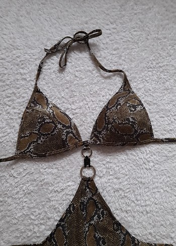 haki Yılan Desenli Mini Bikini - Görsel 3