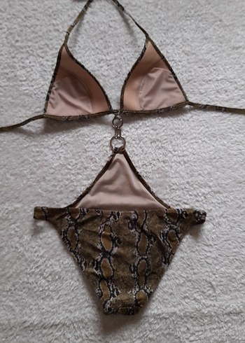 haki Yılan Desenli Mini Bikini - Görsel 4