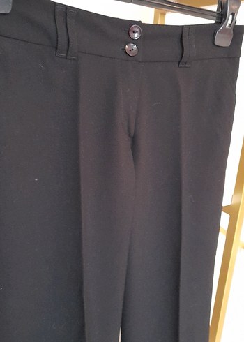 Kadın Siyah Kumaş Kemerli Pantolon - Görsel 6