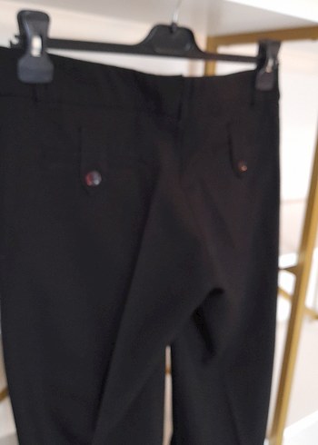 Kadın Siyah Kumaş Kemerli Pantolon - Görsel 8