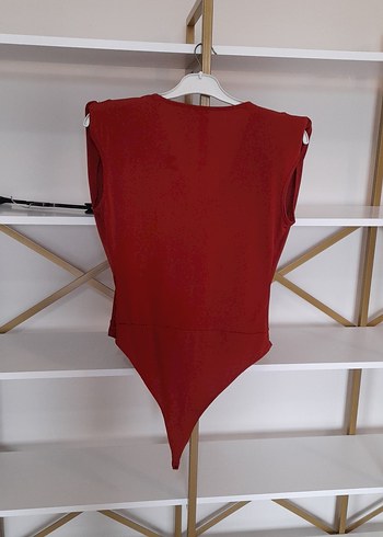 Kırmızı Drapeli V Yaka Kadın Bluz - Görsel 2