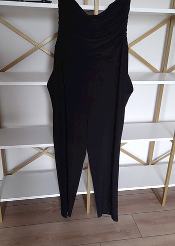 Siyah Midi Straplez Kadın Tulum - Görsel 10