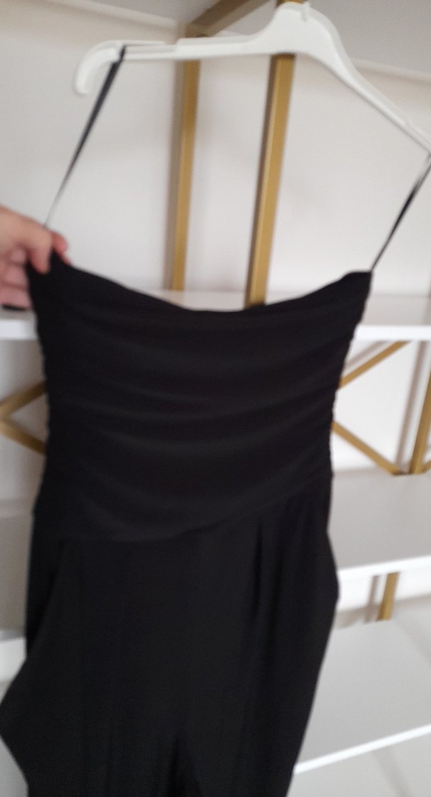 Siyah Midi Straplez Kadın Tulum - Görsel 2