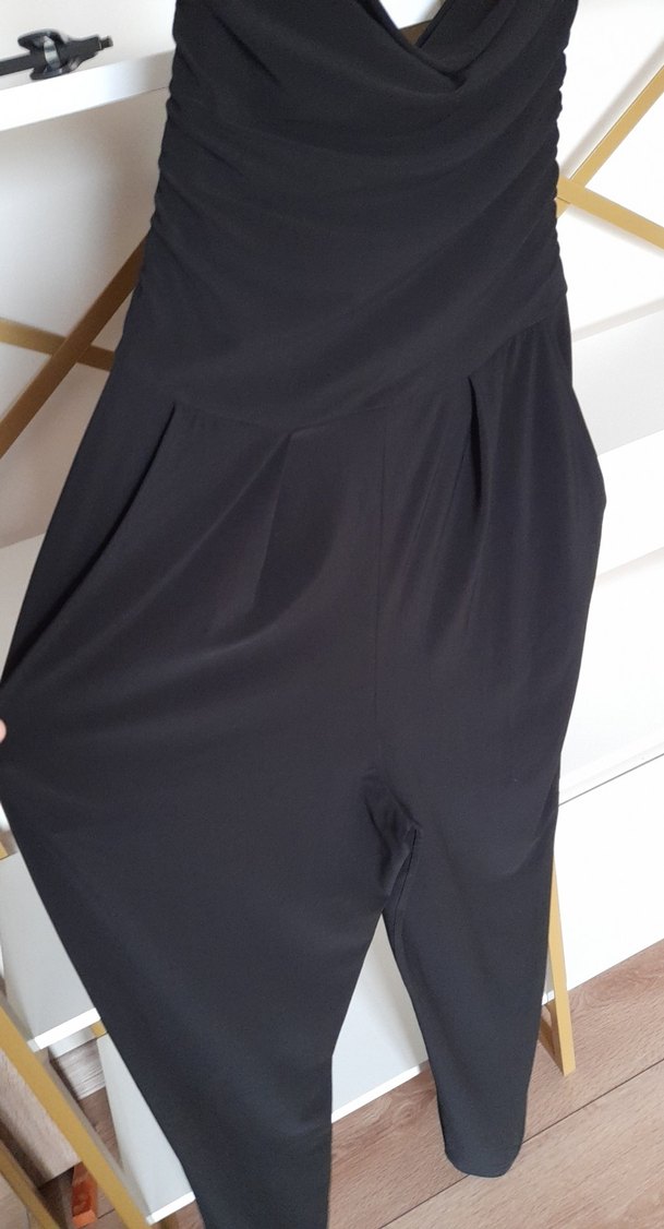 Siyah Midi Straplez Kadın Tulum - Görsel 3