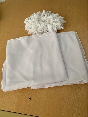 2 adet beyaz eşarp ve topuz tokası gelin başı için