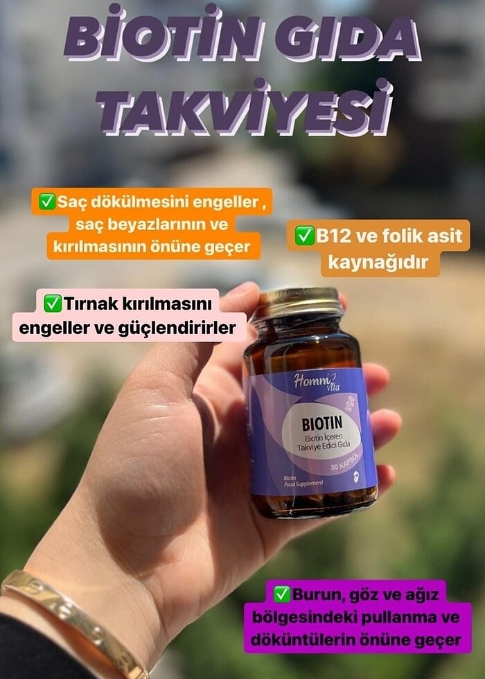 Homm Bitkisel Biotin İçeren Takviye Edici Gıda - Görsel 3