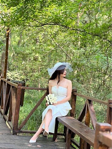 s Beden beyaz Renk Beyaz Saten Nişan-Nikah Elbisesi
