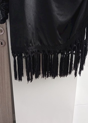 Uzun Kollu Siyah Gotik Kadın süet Abiye Elbise - Görsel 2