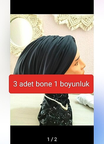 2 bej bir siyah bone bir tane bej boyunluk