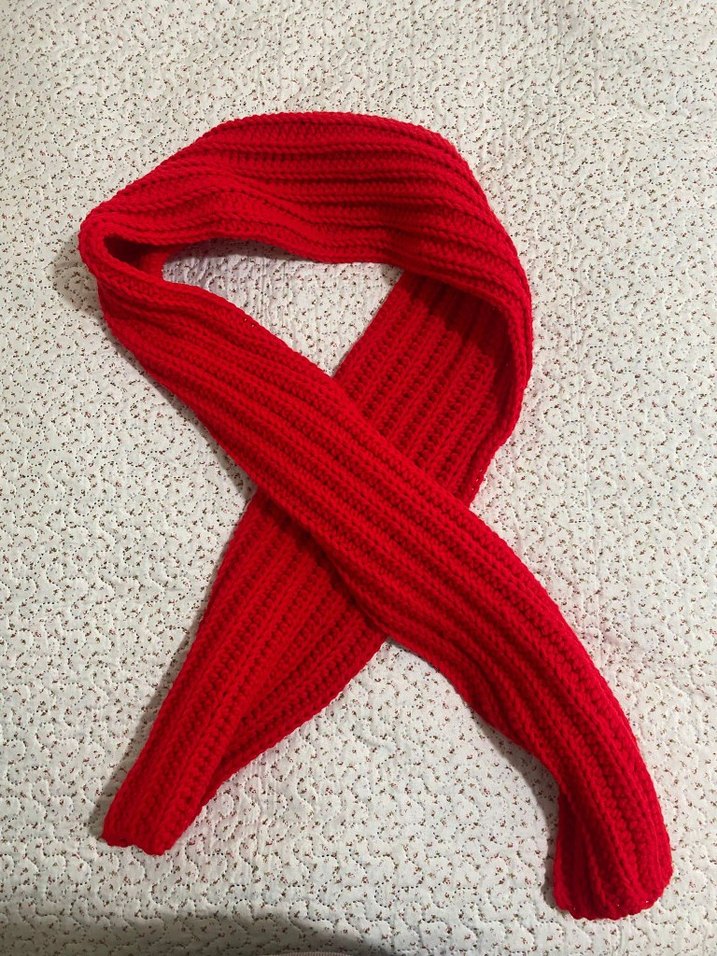 Kadın Kırmızı Örgü Atkı - Görsel 4