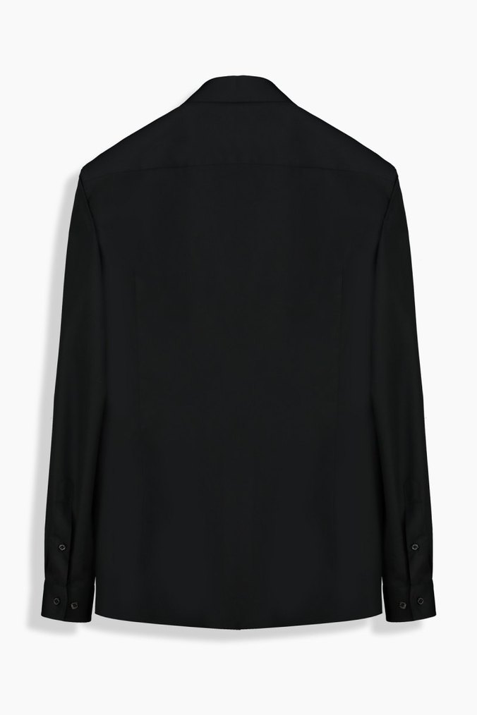 Düz Siyah Uzun Kollu Erkek Gömlek - Görsel 2