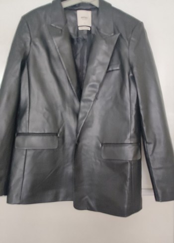 Siyah Deri Kadın Ceket Notch Yaka - Görsel 5