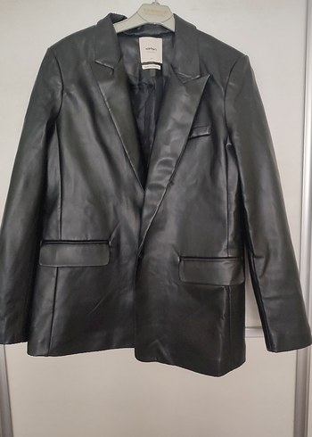 Siyah Deri Kadın Ceket Notch Yaka - Görsel 4