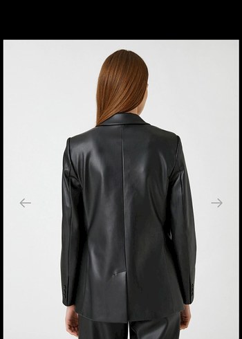 Siyah Deri Kadın Ceket Notch Yaka - Görsel 3