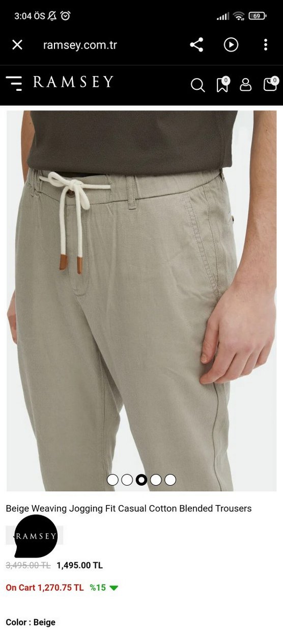 Ramsey Bej Regular Fit  Pantolon - Görsel 2