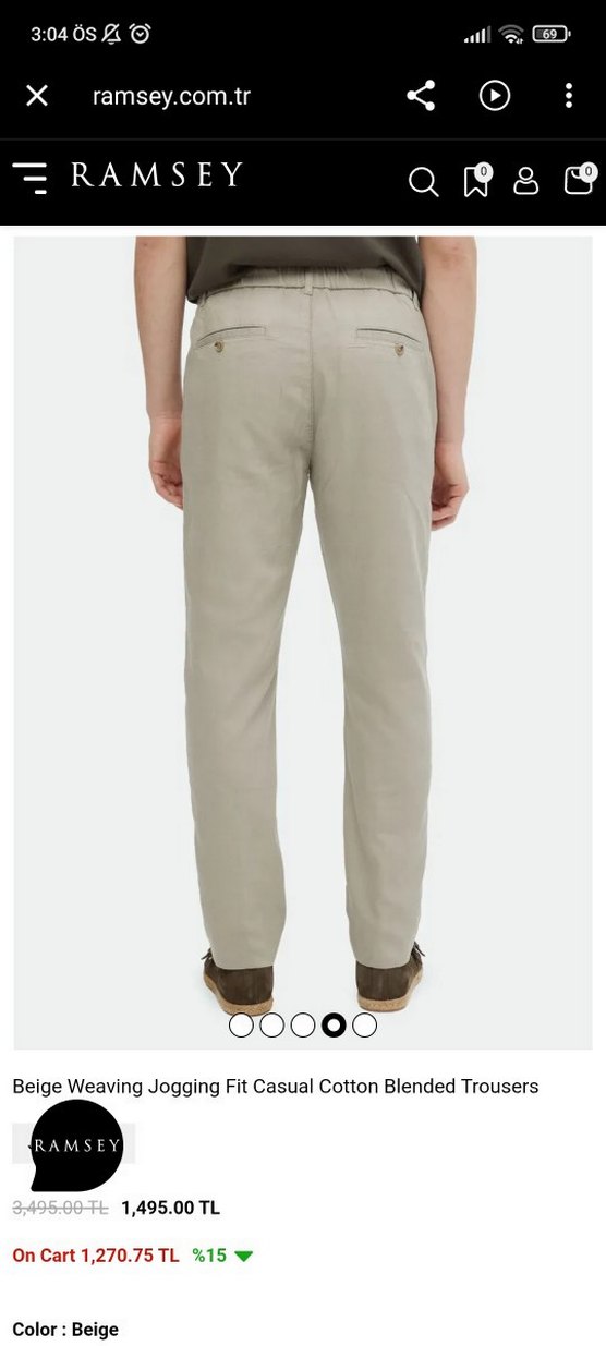 Ramsey Bej Regular Fit  Pantolon - Görsel 3