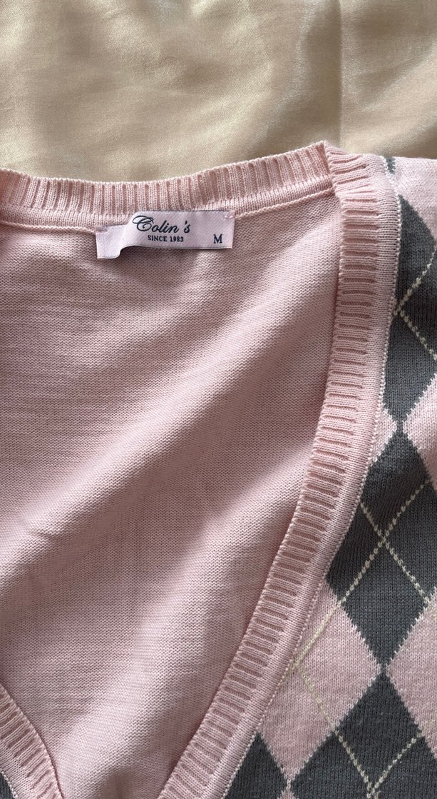 Pembe V Yaka Triko Süveter - Görsel 3