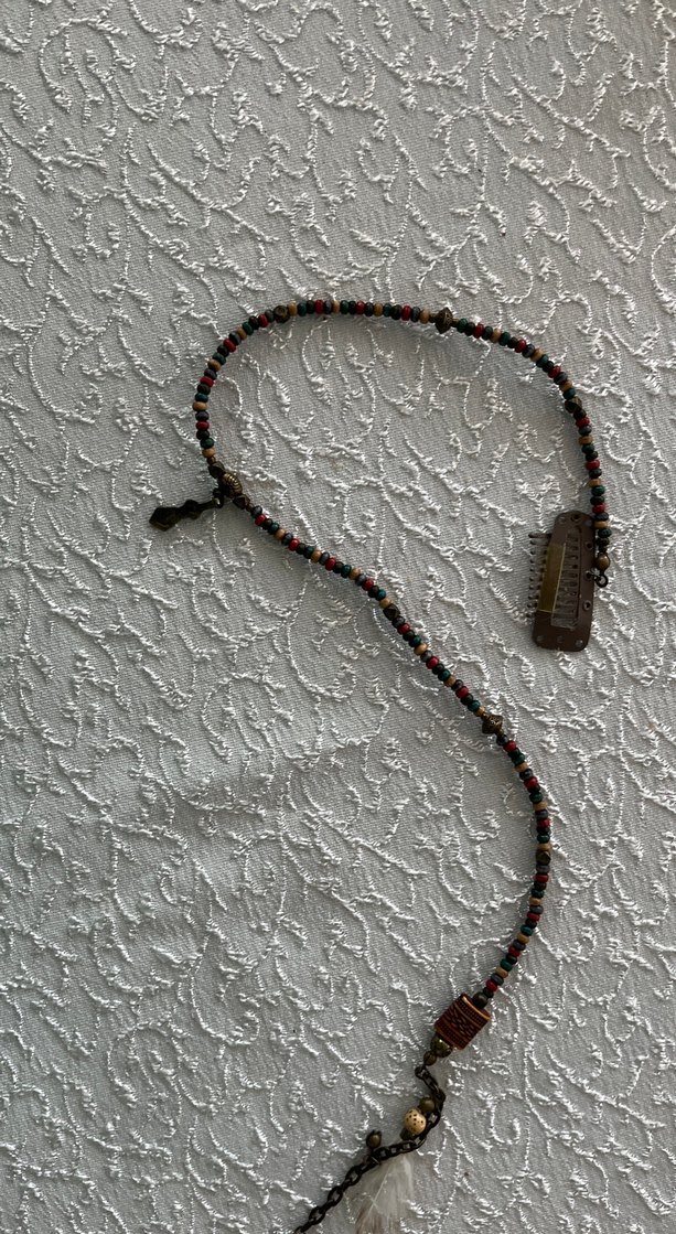 Saç aksesuarı Zincir boncuk ve tüy Detaylı taraklı - Görsel 3