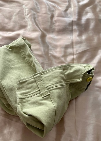 Yeşil Midi Keten Kadın önden yırtmaç - Görsel 5