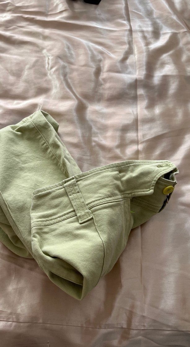 Yeşil Midi Keten Kadın önden yırtmaç - Görsel 5