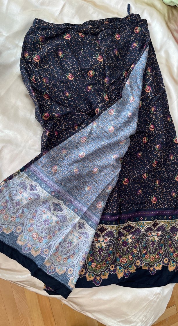 Düğmeli çiçekli Uzun Hamile Eteği olarkası lastikli - Görsel 3