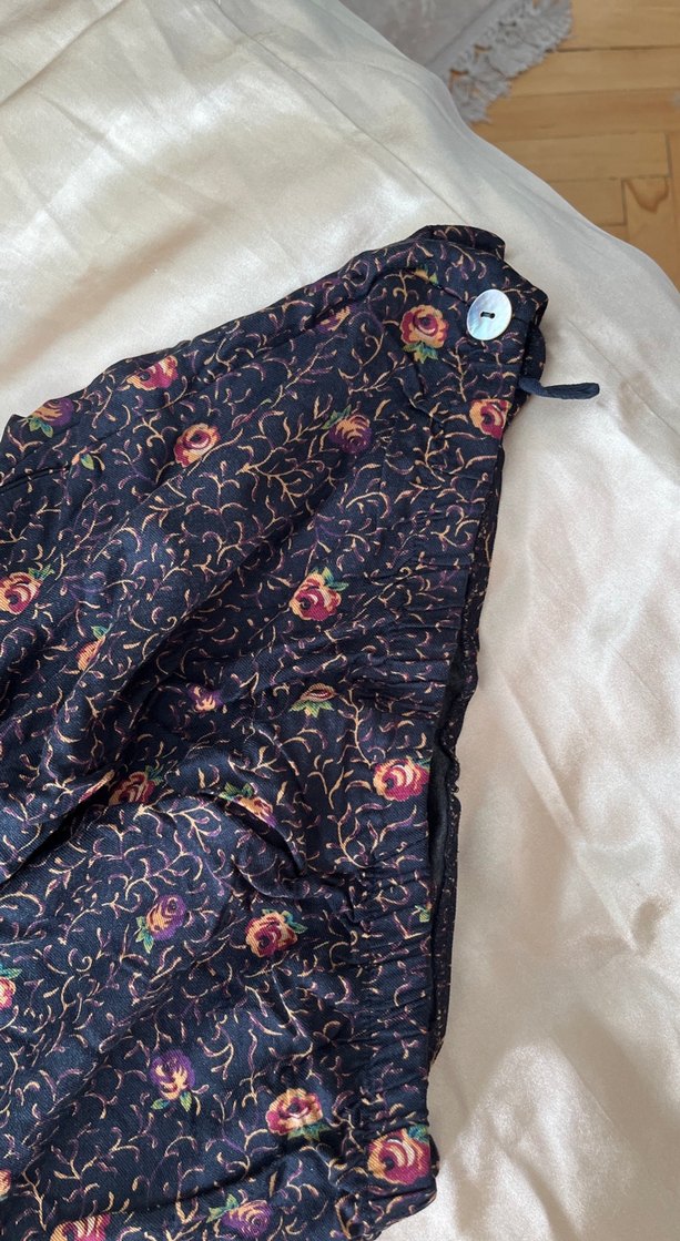 Düğmeli çiçekli Uzun Hamile Eteği olarkası lastikli - Görsel 2