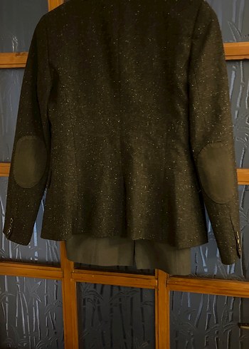 Haki Düğmeli Kadın Blazer Ceket etek takım - Görsel 6