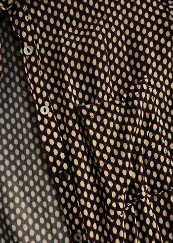 Düğmeli, Uzun Kollu, Gevşek Kesim Kahverengi lacivert krem renk - Görsel 2