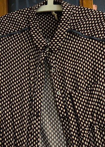 Düğmeli, Uzun Kollu, Gevşek Kesim Kahverengi lacivert krem renk - Görsel 3