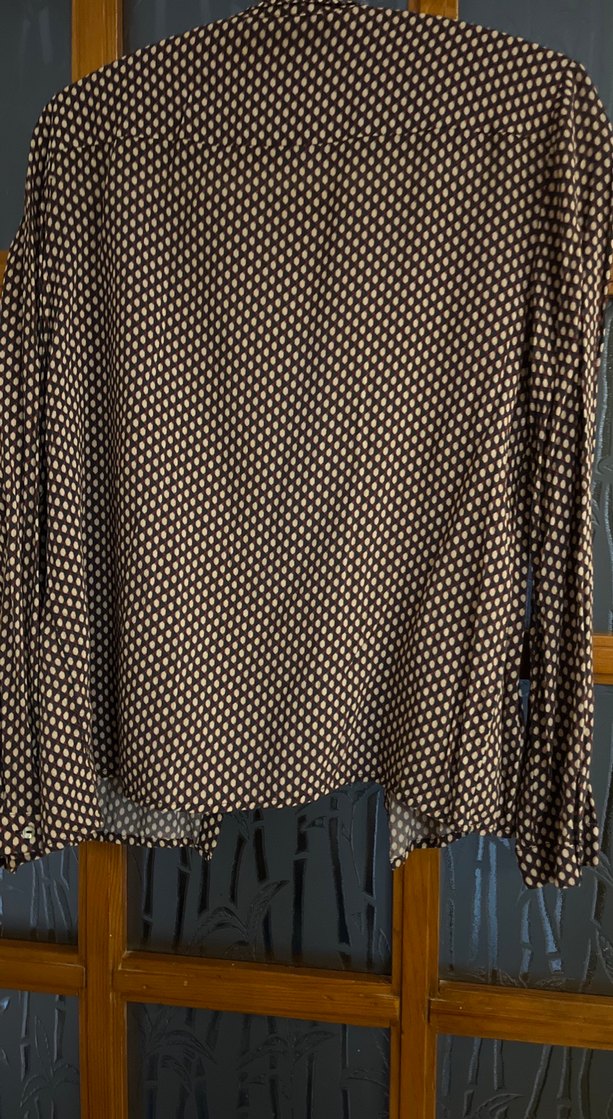 Düğmeli, Uzun Kollu, Gevşek Kesim Kahverengi lacivert krem renk - Görsel 4