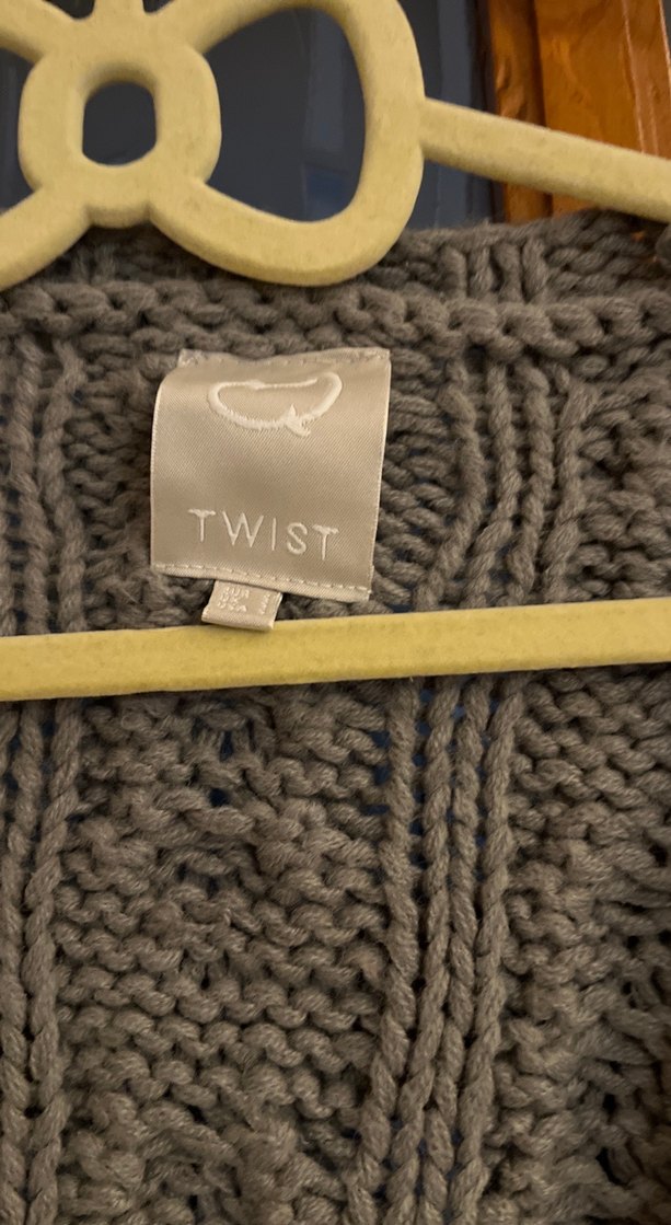 Bohem Gri Örgü Kadın Hırka Midi Boy - Görsel 2