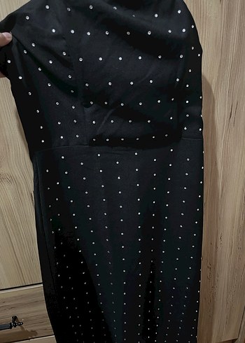 Trendyolmilla Siyah Straplez taşlı Kalem Elbise - Görsel 5